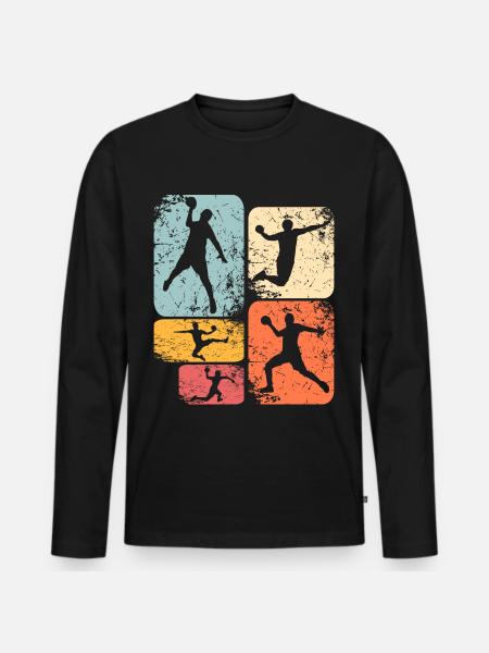 Handball Handballer - Männer Premium Bio Langarmshirt - Schwarz