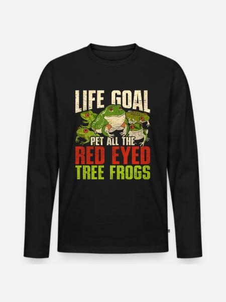 Rotaugenlaubfrosch - Männer Premium Bio Langarmshirt - Schwarz