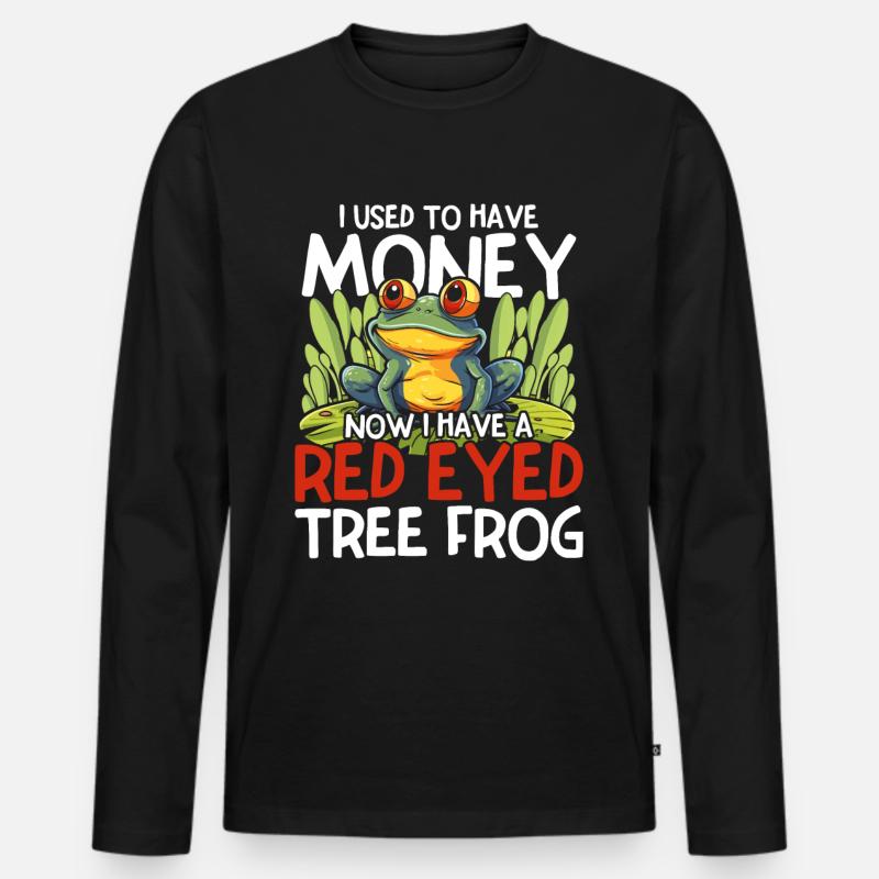 Rotaugenlaubfrosch - Männer Premium Bio Langarmshirt - Schwarz