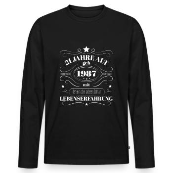 Lustiges Geburtstags Geschenk 1987 geboren Bday - Männer Premium Bio Langarmshirt - Schwarz - Vorne - Nico (187cm)
