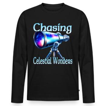 À la poursuite des merveilles célestes - T-shirt manches longues Premium bio Homme - noir - Devant - Nico (187cm)