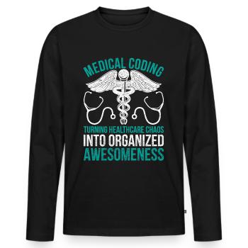 Le codage médical transforme le chaos dans le secteur de la santé - T-shirt manches longues Premium bio Homme - noir - Devant - Nico (187cm)