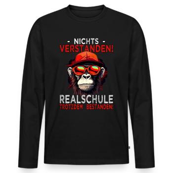 Realschule bestanden - Schulabschluss - Männer Premium Bio Langarmshirt - Schwarz - Vorne - Nico (187cm)