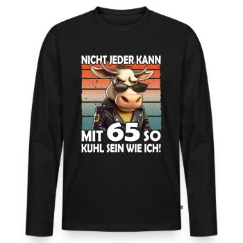 Nicht jeder kann mit 65 Jahren | 65. Geburtstag - Männer Premium Bio Langarmshirt - Schwarz - Vorne - Nico (187cm)