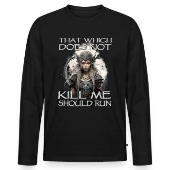Vikings | Nordic Vikinger | Shield Maiden - Men's Premium Organic Long Sleeve Shirt - black - Front - Nico (187cm)