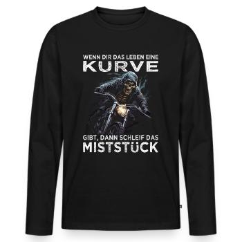 Motorradfahrer Sprüche | Motorrad & Biker - Männer Premium Bio Langarmshirt - Schwarz - Vorne - Nico (187cm)