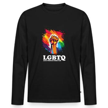 LGBTQ et fiers pour toujours - Rainbow LGBT Rights - T-shirt manches longues Premium bio Homme - noir - Devant - Nico (187cm)