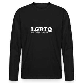 LGBTQ und stolz für immer - Regenbogen LGBT Rechte - Männer Premium Bio Langarmshirt - Schwarz - Vorne - Nico (187cm)
