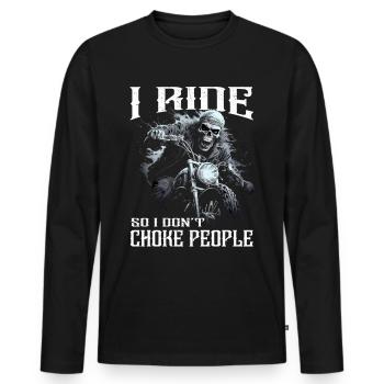 Motorcyclist Sayings | Motorcycle & Biker - Men's Premium Organic Long Sleeve Shirt - black - Front - Nico (187cm)