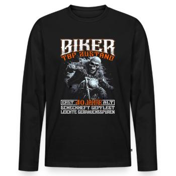 Motorradfahrer & Biker 40. Geburtstag - Männer Premium Bio Langarmshirt - Schwarz - Vorne - Nico (187cm)