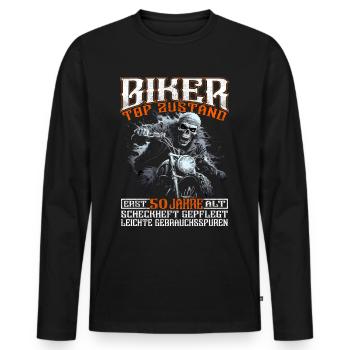 Motorradfahrer & Biker 50. Geburtstag - Männer Premium Bio Langarmshirt - Schwarz - Vorne - Nico (187cm)