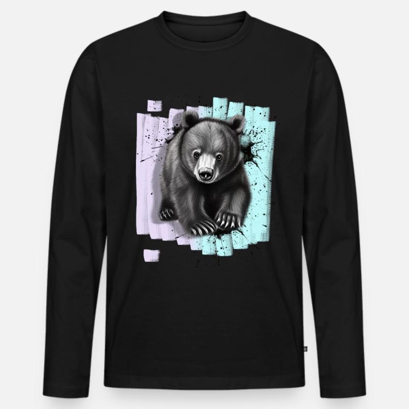 Bär - Männer Premium Bio Langarmshirt - Schwarz