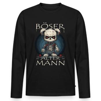 Böser alter Mann - Biker Opa | Motorradfahrer - Männer Premium Bio Langarmshirt - Schwarz - Vorne - Nico (187cm)