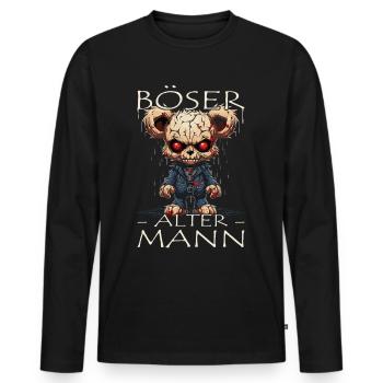 Böser alter Mann - Biker Opa | Motorradfahrer - Männer Premium Bio Langarmshirt - Schwarz - Vorne - Nico (187cm)