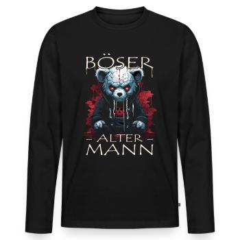 Böser alter Mann - Biker Opa | Motorradfahrer - Männer Premium Bio Langarmshirt - Schwarz - Vorne - Nico (187cm)