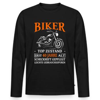 Motorradfahrer & Biker 40. Geburtstag - Männer Premium Bio Langarmshirt - Schwarz - Vorne - Nico (187cm)