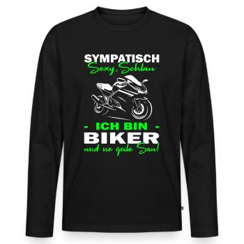 Motorrad | Motorradfahrer & Biker Spüche - Männer Premium Bio Langarmshirt - Schwarz - Vorne - Nico (187cm)