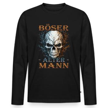 Böser alter Mann - Biker Opa | Motorradfahrer - Männer Premium Bio Langarmshirt - Schwarz - Vorne - Nico (187cm)