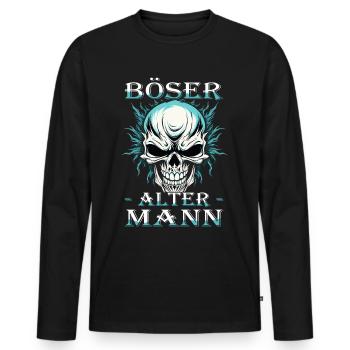 Böser alter Mann - Biker Opa | Motorradfahrer - Männer Premium Bio Langarmshirt - Schwarz - Vorne - Nico (187cm)