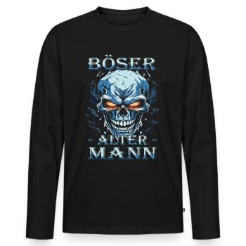 Böser alter Mann - Biker Opa | Motorradfahrer - Männer Premium Bio Langarmshirt - Schwarz - Vorne - Nico (187cm)