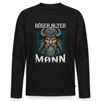 Böser alter Mann | Wikinger | Vikinger | Nordisch - Männer Premium Bio Langarmshirt - Schwarz - Vorne - Nico (187cm)