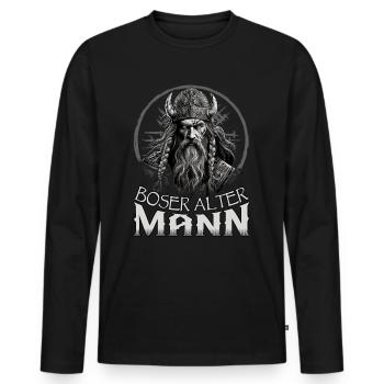 Böser alter Mann | Wikinger | Vikinger | Nordisch - Männer Premium Bio Langarmshirt - Schwarz - Vorne - Nico (187cm)