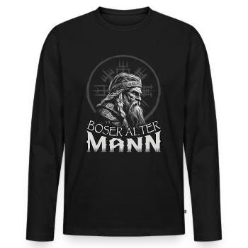 Böser alter Mann | Wikinger | Vikinger | Nordisch - Männer Premium Bio Langarmshirt - Schwarz - Vorne - Nico (187cm)