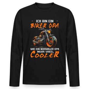 Ich bin ein Biker Opa - Motorradfahrer - Motorrad - Männer Premium Bio Langarmshirt - Schwarz - Vorne - Nico (187cm)
