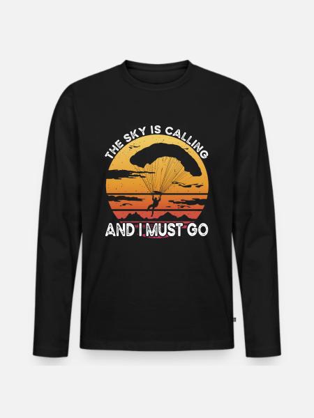 Paragliding Sky appelle - T-shirt manches longues Premium bio Homme - noir