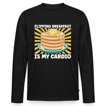 Petit déjeuner aux crêpes - T-shirt manches longues Premium bio Homme - noir - Devant - Nico (187cm)