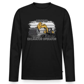 Certified Baggerführer - Männer Premium Bio Langarmshirt - Schwarz - Vorne - Nico (187cm)