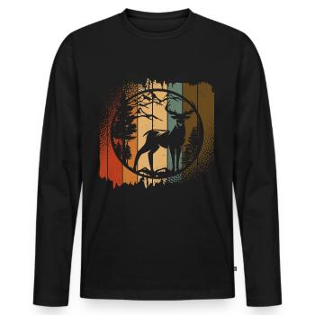 Deer Mountains Wilderness - Men's Premium Organic Long Sleeve Shirt - black - Front - Nico (187cm)