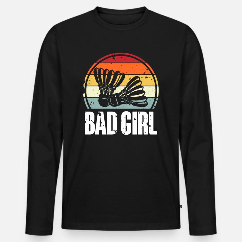 Badminton - Männer Premium Bio Langarmshirt - Schwarz