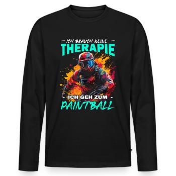 Ich brauch keine Therapie ich geh zum Paintball - Männer Premium Bio Langarmshirt - Schwarz - Vorne - Nico (187cm)