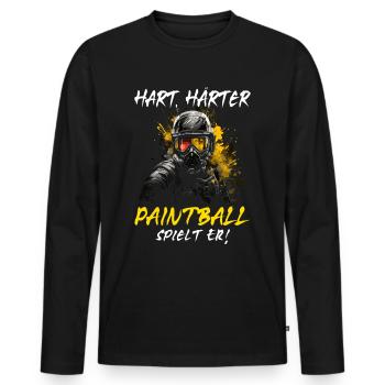 Hart Härter Paintball spielt er | Paintballspieler - Männer Premium Bio Langarmshirt - Schwarz - Vorne - Nico (187cm)