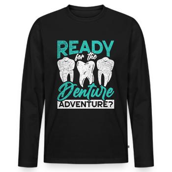 Technicien dentaire prêt pour l’aventure dentaire? - T-shirt manches longues Premium bio Homme - noir - Devant - Nico (187cm)