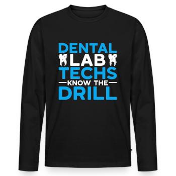 Prosthodontiste dentaire Technicien dentaire - T-shirt manches longues Premium bio Homme - noir - Devant - Nico (187cm)