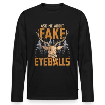 Taxidermiste Posez-moi des questions sur les faux globes oculaires - T-shirt manches longues Premium bio Homme - noir - Devant - Nico (187cm)