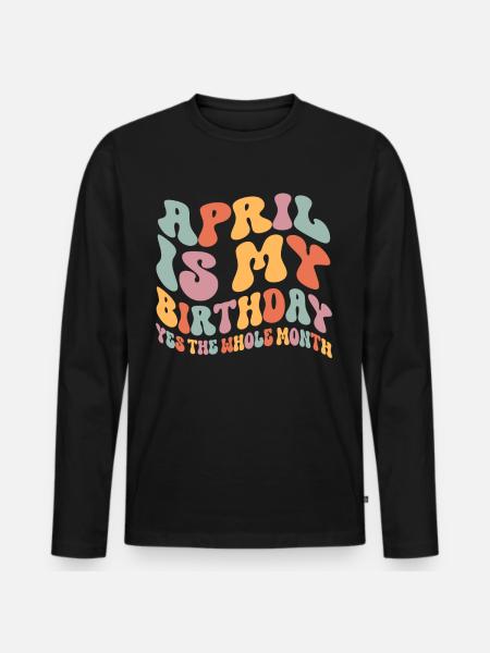 Anniversaire d’avril - T-shirt manches longues Premium bio Homme - noir