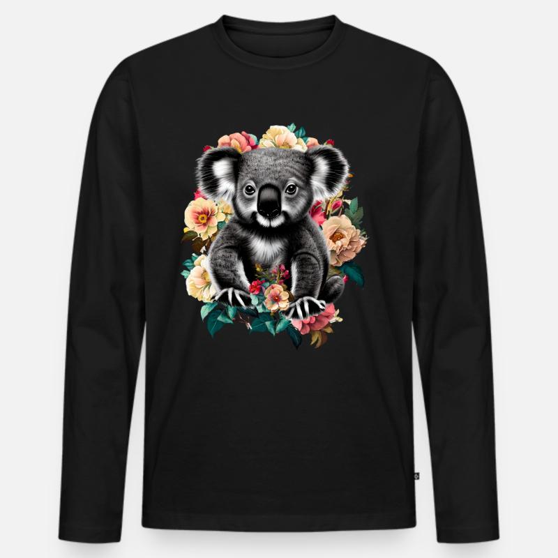 Koala - Männer Premium Bio Langarmshirt - Schwarz