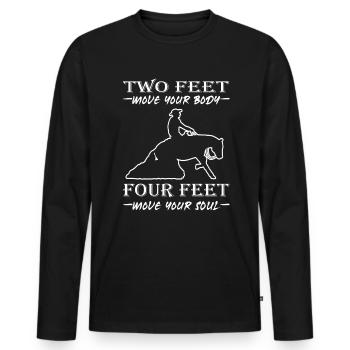 Cavalier & Cheval | Fille de cheval | Équitation Western - T-shirt manches longues Premium bio Homme - noir - Devant - Nico (187cm)