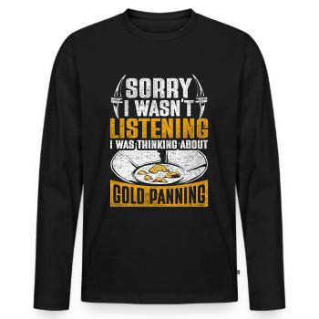 Prospecteurs d’or, chercheurs d’or, chercheurs d’or - T-shirt manches longues Premium bio Homme - noir - Devant - Nico (187cm)