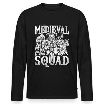 Festival médiéval Marché médiéval Escouade médiévale - T-shirt manches longues Premium bio Homme - noir - Devant - Nico (187cm)