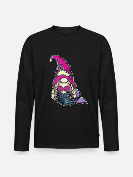 Mermaid Gnome Gnome - Men's Premium Organic Long Sleeve Shirt - black