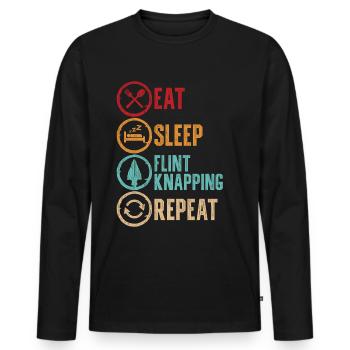 Pfeilspitzen Eat Sleep Flint Knapping Repeat - Männer Premium Bio Langarmshirt - Schwarz - Vorne - Nico (187cm)
