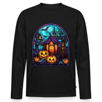 Halloween Stained Glass Stained Glass - Men's Premium Organic Long Sleeve Shirt - black - Front - Nico (187cm)