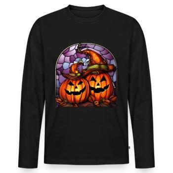 Halloween Stained Glass Stained Glass - Men's Premium Organic Long Sleeve Shirt - black - Front - Nico (187cm)