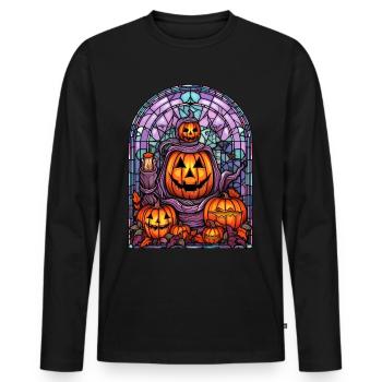Halloween Stained Glass Stained Glass - Men's Premium Organic Long Sleeve Shirt - black - Front - Nico (187cm)