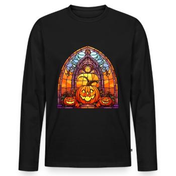 Halloween Stained Glass Stained Glass - Men's Premium Organic Long Sleeve Shirt - black - Front - Nico (187cm)