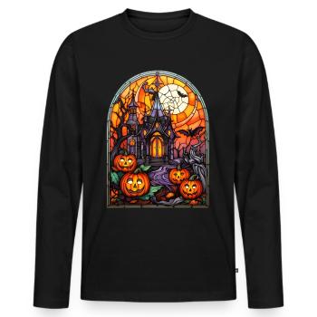 Halloween Stained Glass Stained Glass - Men's Premium Organic Long Sleeve Shirt - black - Front - Nico (187cm)
